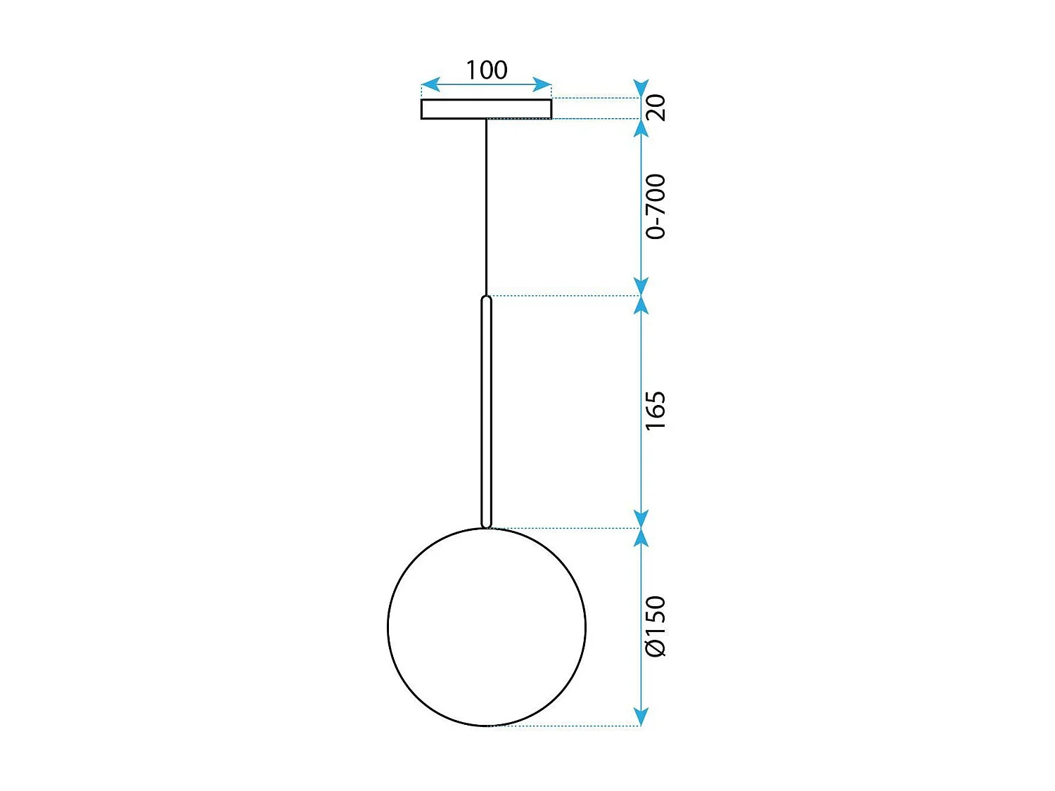 Lampe Suspendue Toolight App1682-1Cp 15Cm Black Chrome