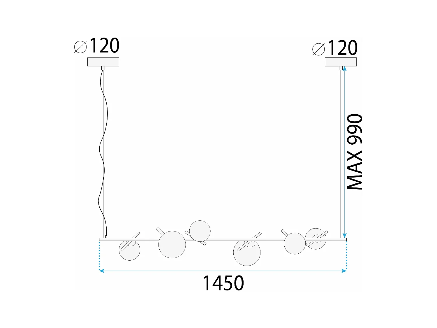 Lampe Suspendue Toolight App1664-6Cp Gold