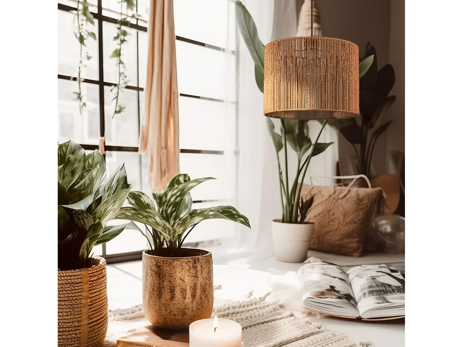Lampe Suspendue Toolight App1324-1Cp Boho 30Cm Brown