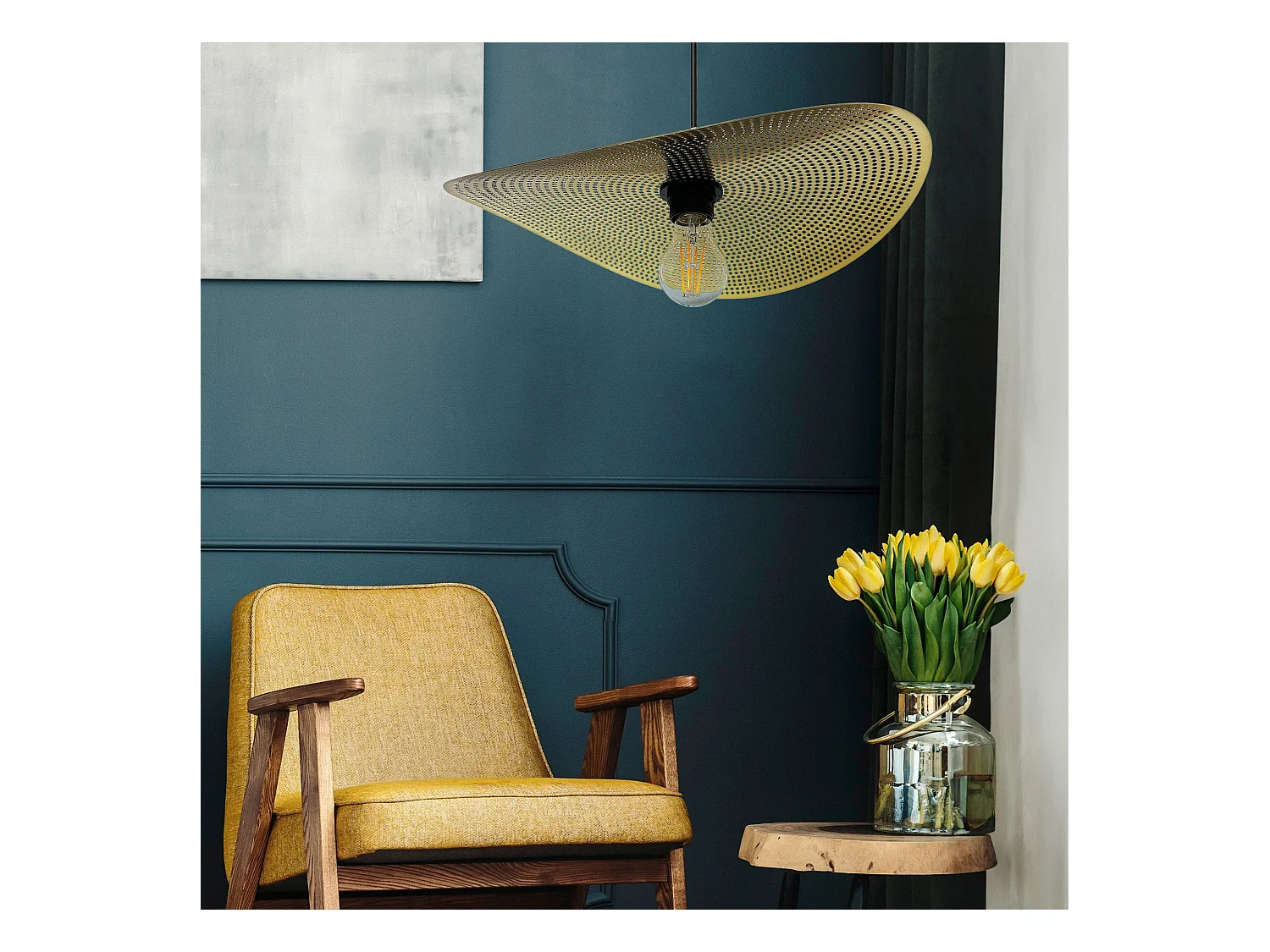 Lampe Suspendue Toolight App1470-1Cp Black Brush Gold