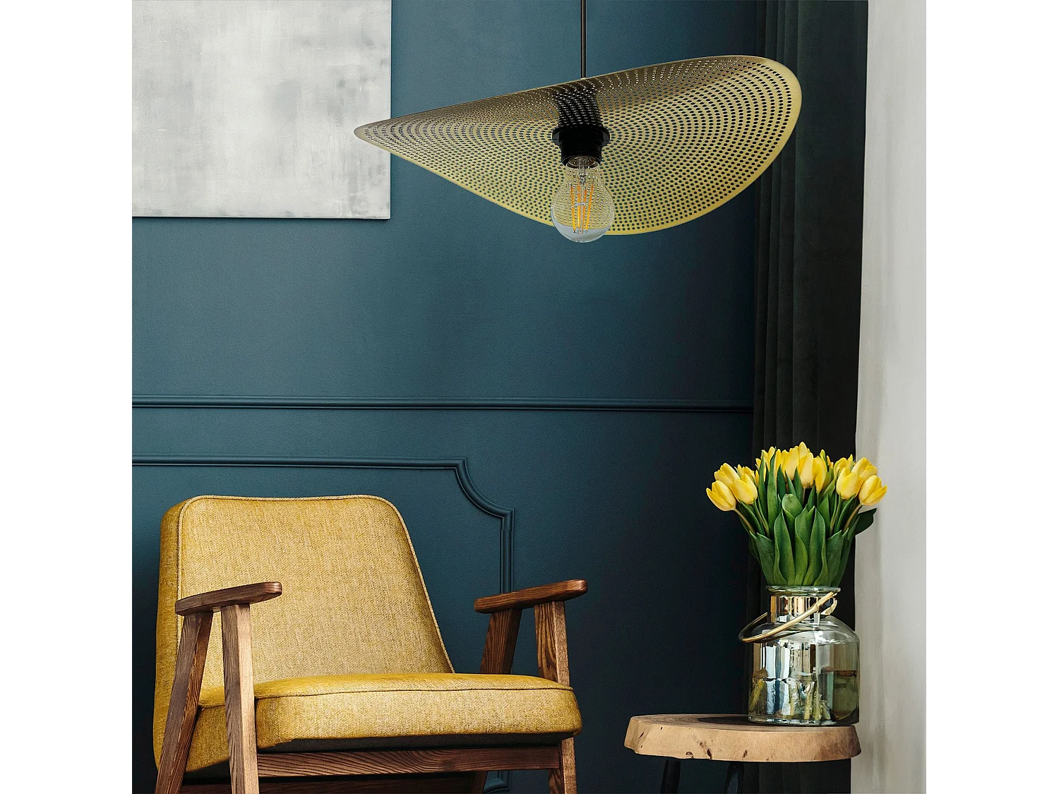 Lampe Suspendue Toolight App1470-1Cp Black Brush Gold