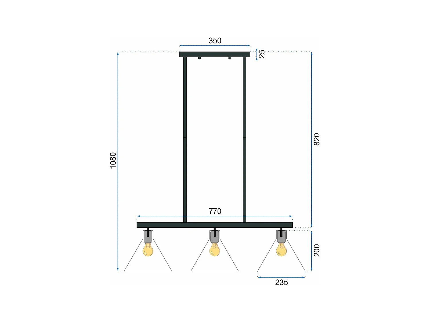 Lampe Suspendue Toolight App318-3Cp Black