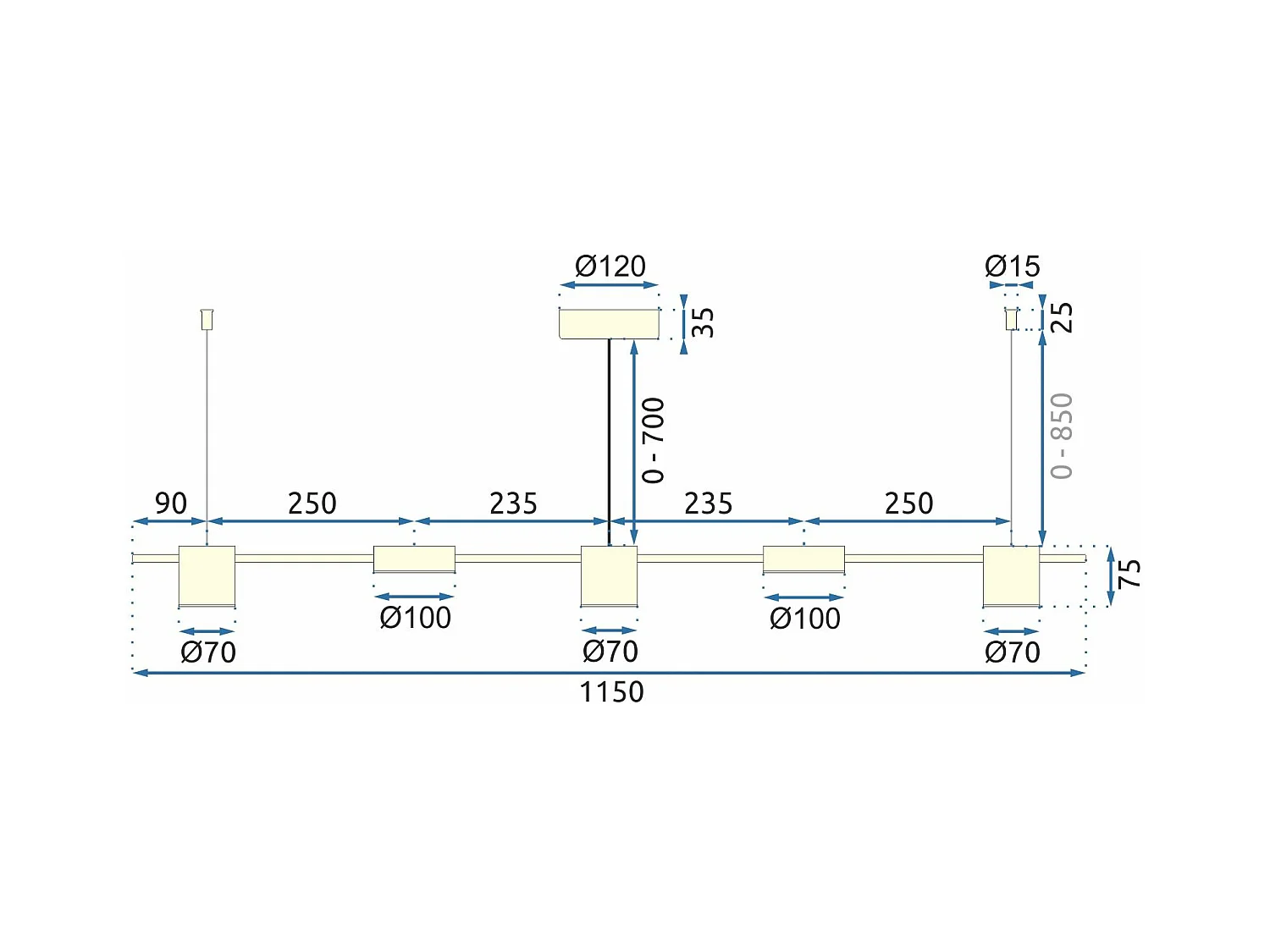 Hanglamp Toolight Led App929-5Cp Gold