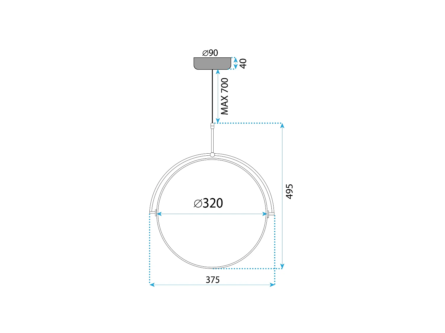 Toolight pendant ceiling lamp LED APP1426-C 35CM Black