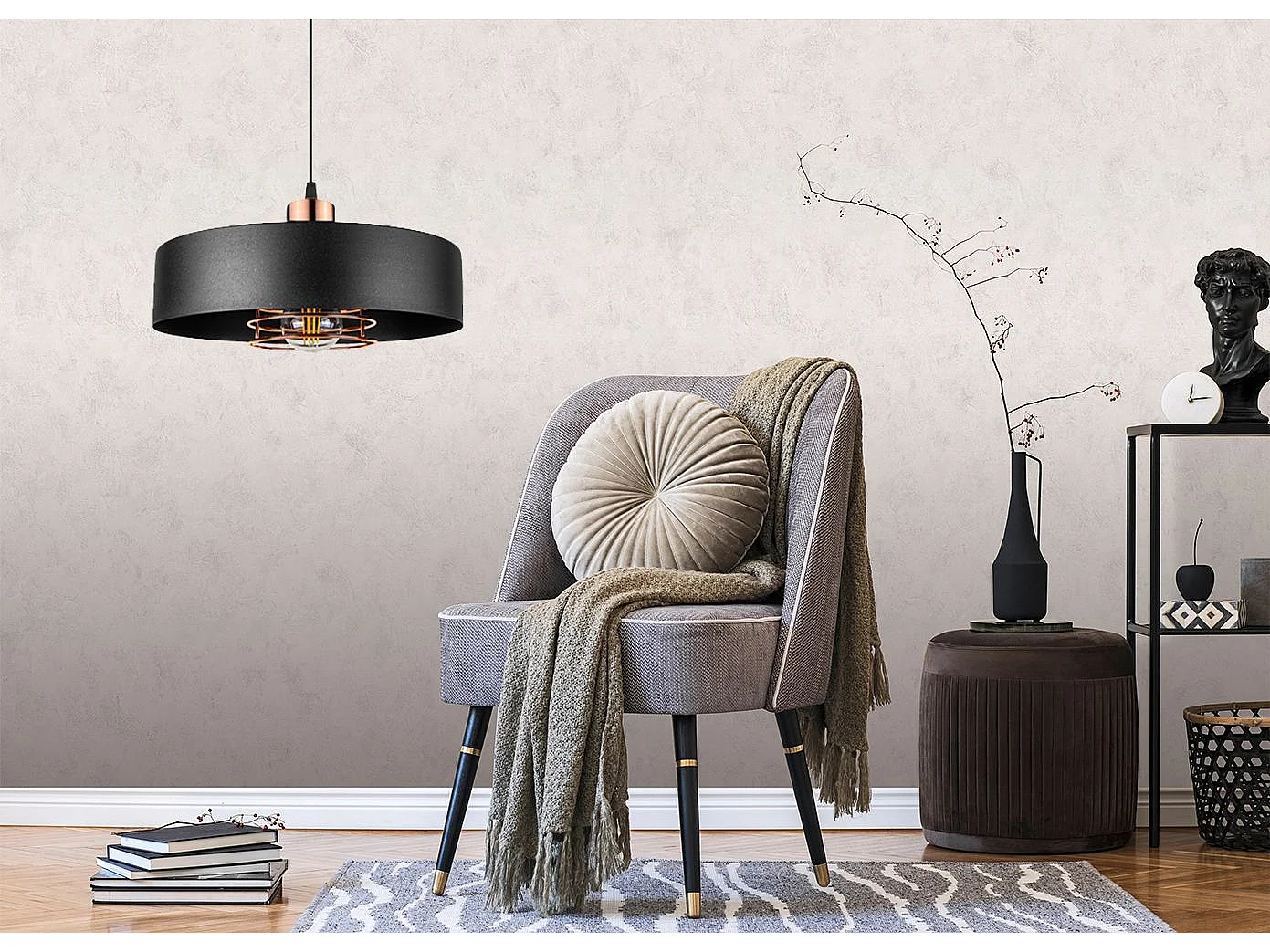 Lampe Suspendue Toolight App1246-1Cp Black Rose Gold