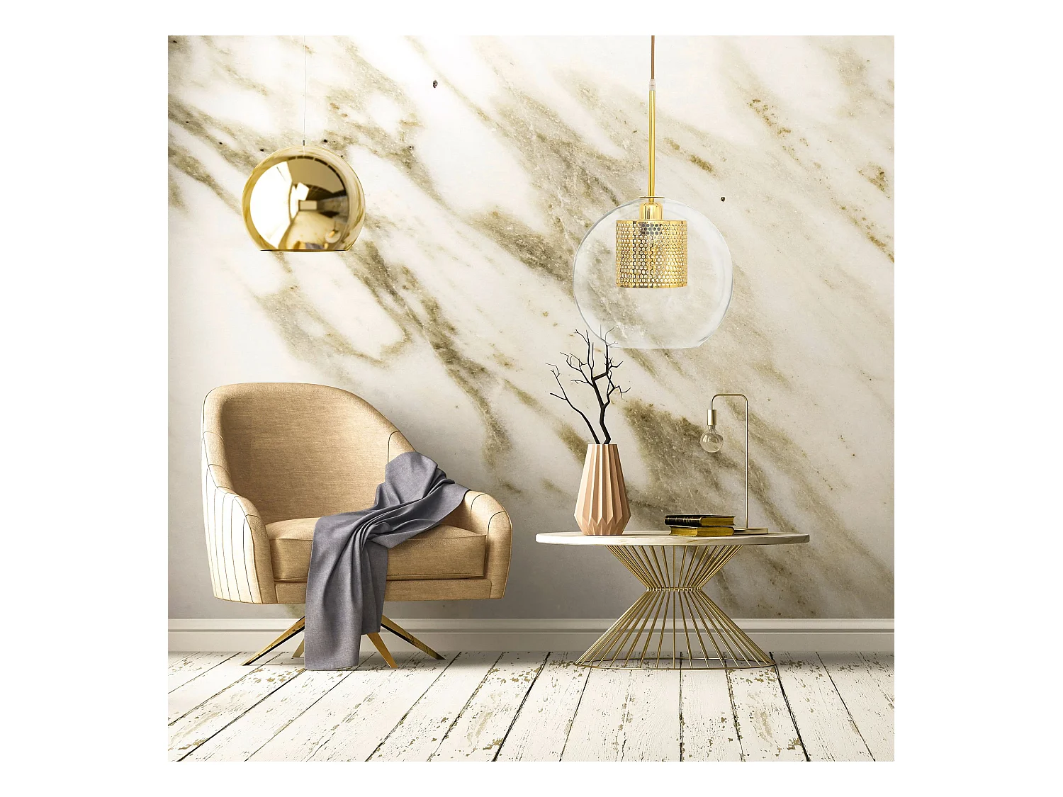 Lampe Suspendue Toolight App554-1Cp 20Cm Gold