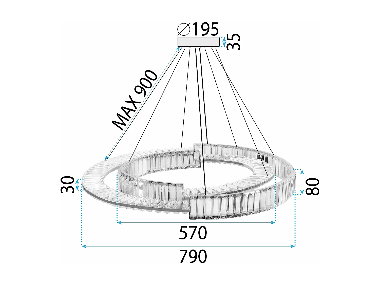 Lampe Suspendue Toolight Led App1525-Cp60/80 Chrome