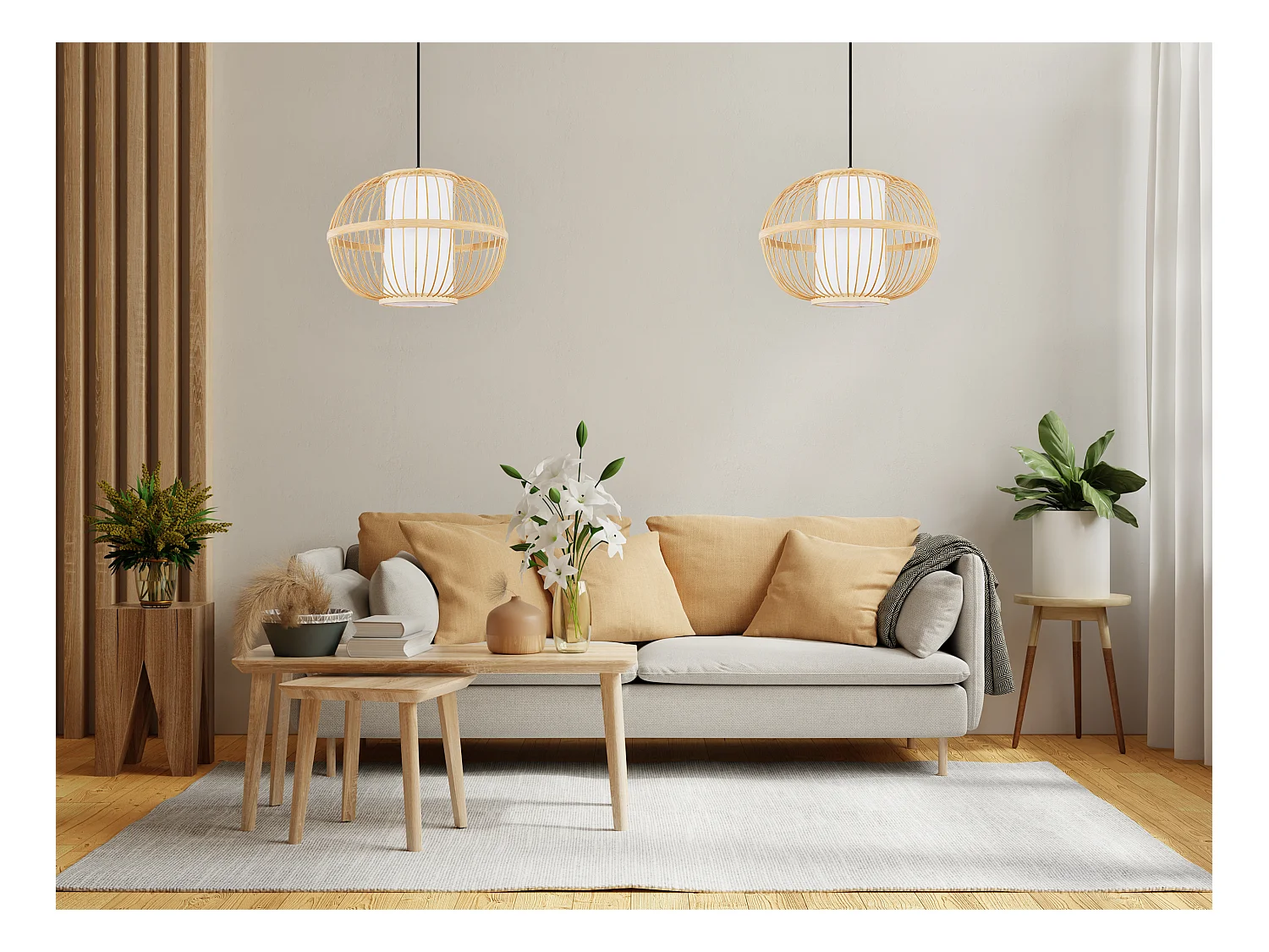 Lampe Suspendue Toolight App1632-1Cp Boho 50Cm Beige