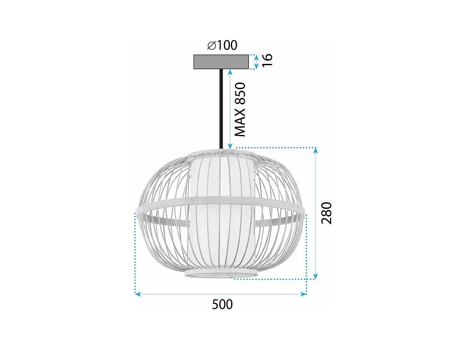 Lampe Suspendue Toolight App1632-1Cp Boho 50Cm Beige