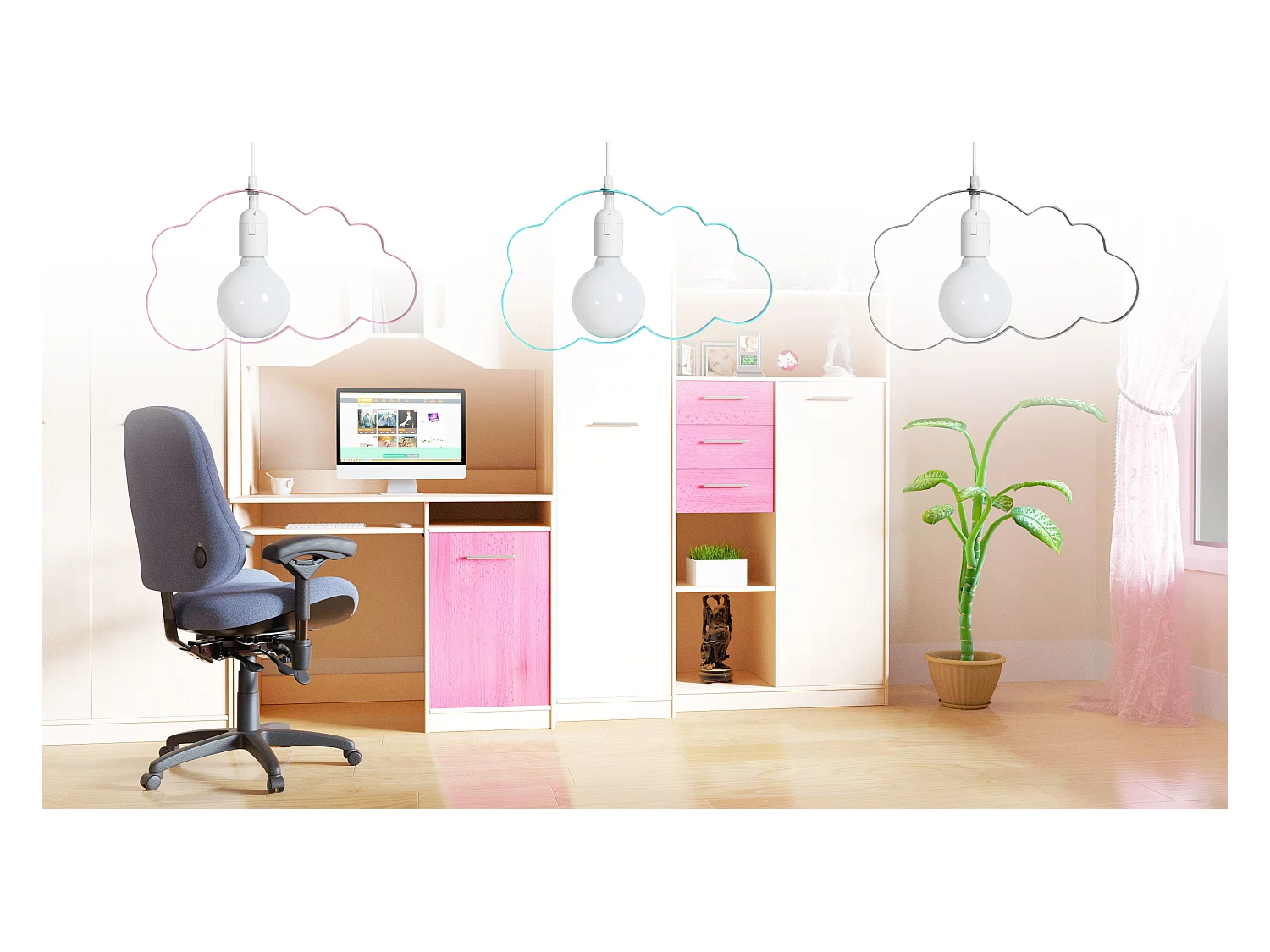 Lampe Suspendue Toolight Kids Lh2077 Pink