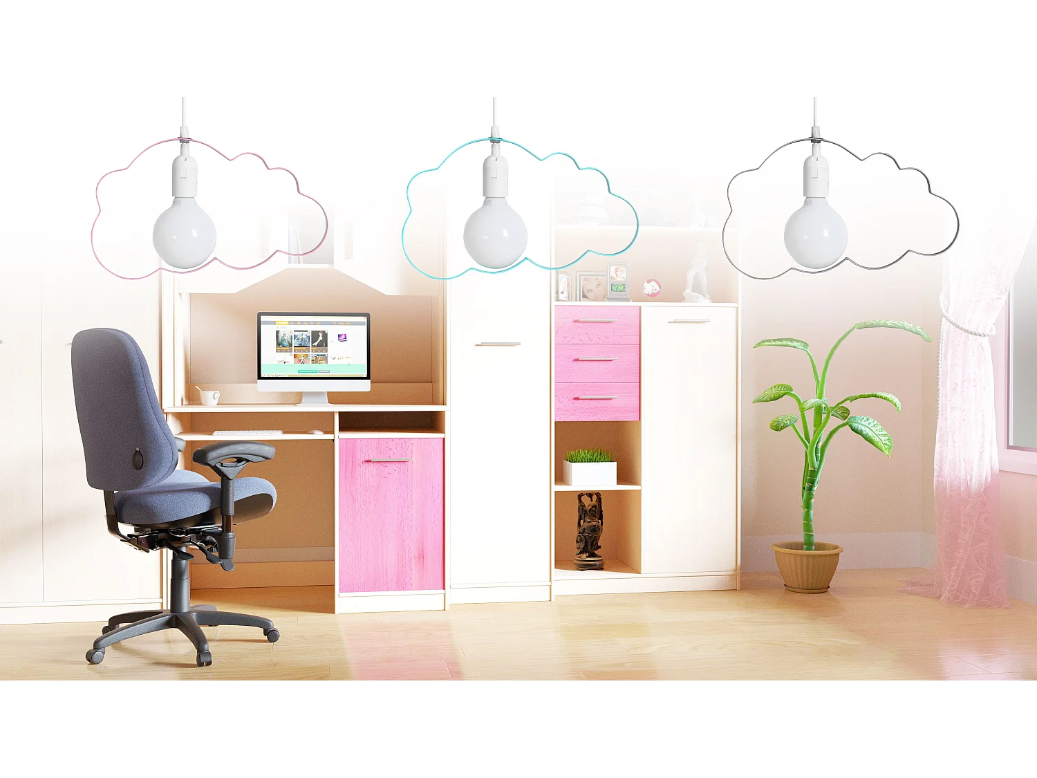 Lampada Toolight Kids Lh2077 Pink