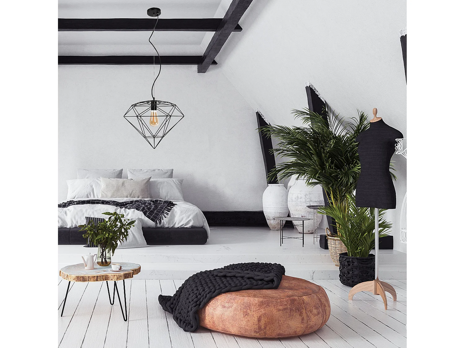 Toolight APP563-1CP hængelampe sort 35X40X80CM