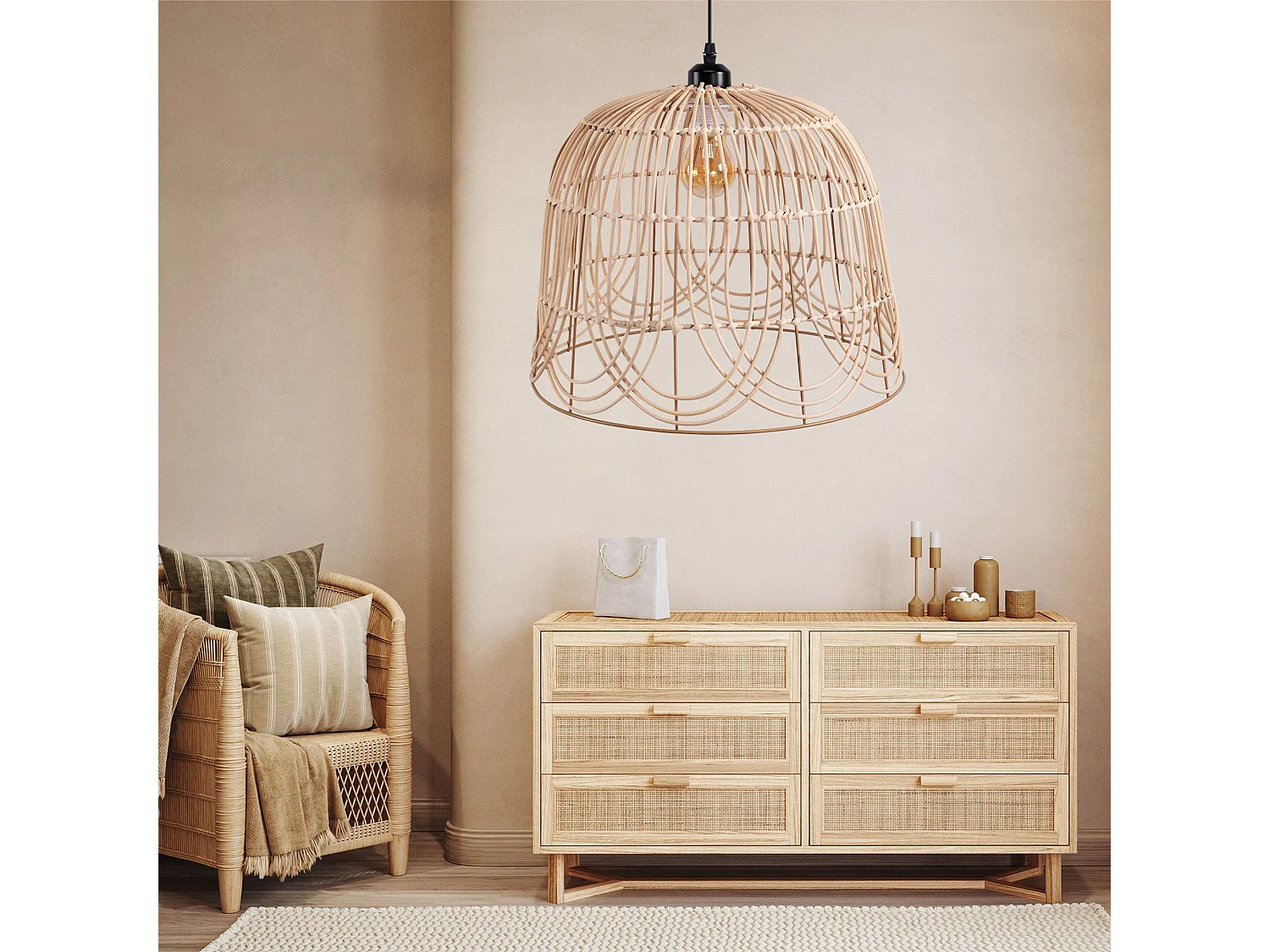 Lampe Suspendue Toolight App1352-1Cp 40Cm Beige