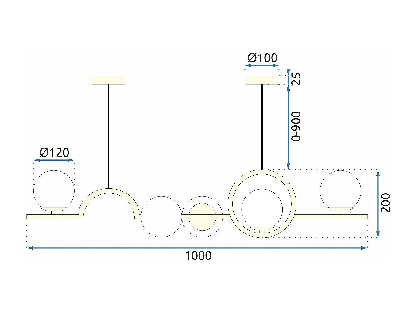 Lampe Suspendue Toolight App1023-5Cp Gold
