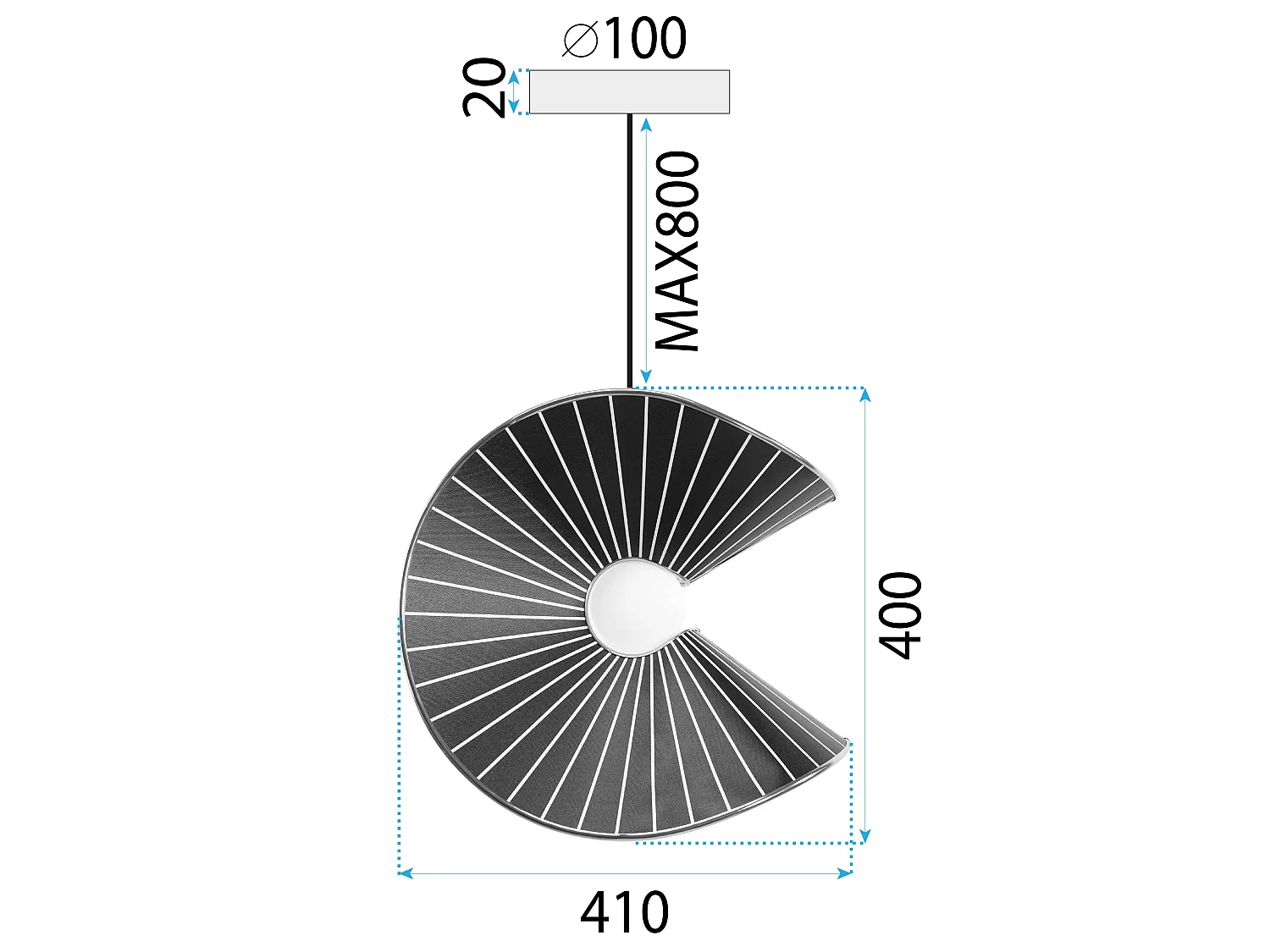Lampe Suspendue Toolight App1500-1Cp Black Gold