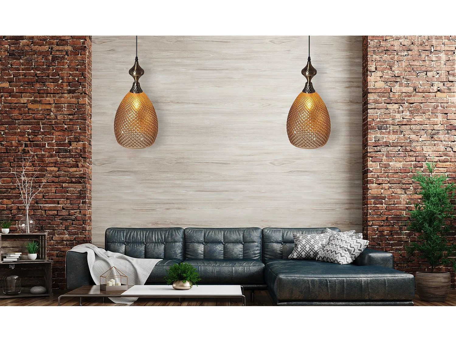 Lampe Suspendue Toolight App432-1Cp Amber Beige