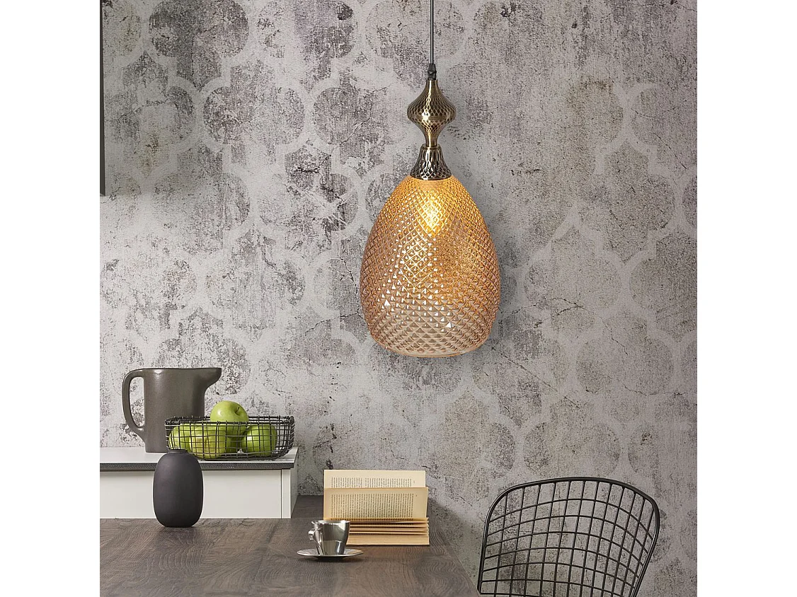 Lampe Suspendue Toolight App432-1Cp Amber Beige