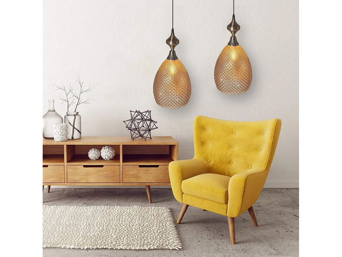 Lampe Suspendue Toolight App432-1Cp Amber Beige