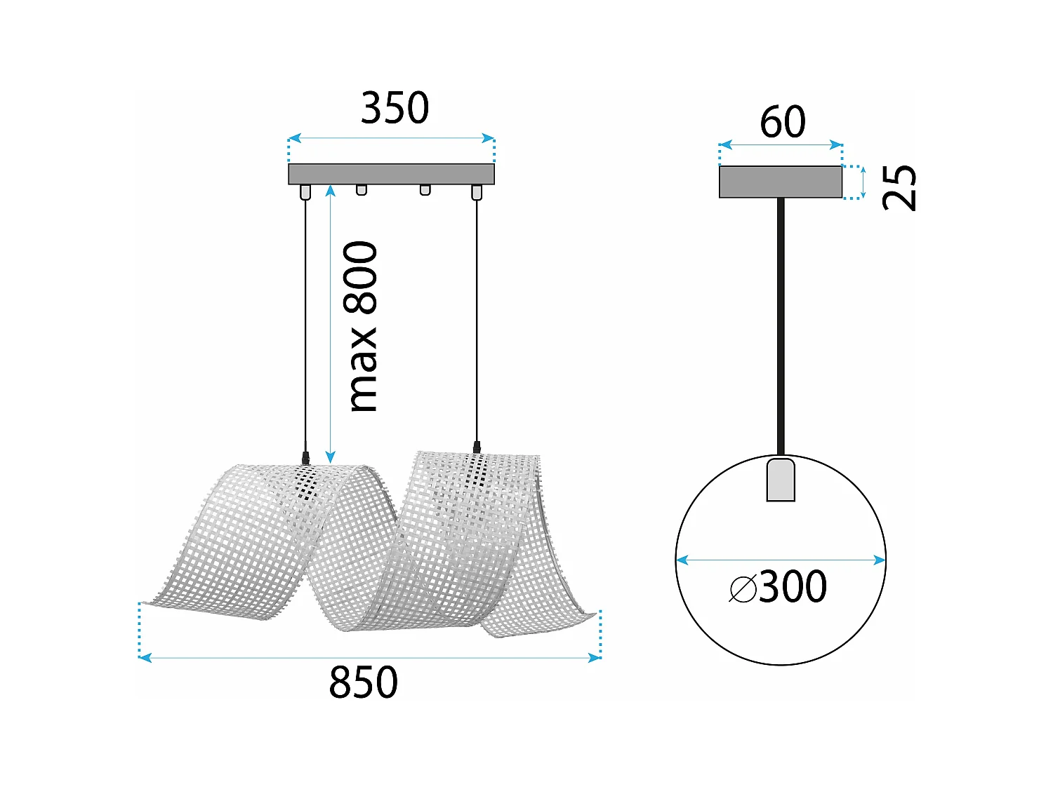 Hanglamp Toolight App1644-2Cp Spiral Boho 85Cm Beige