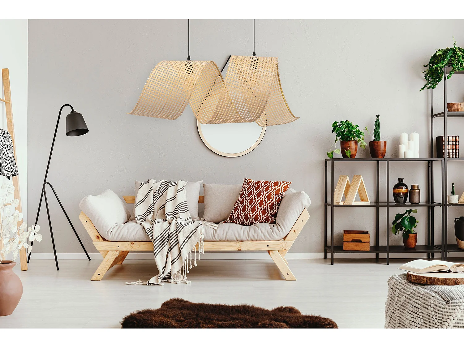 Lampe Suspendue Toolight App1644-2Cp Spiral Boho 85Cm Beige