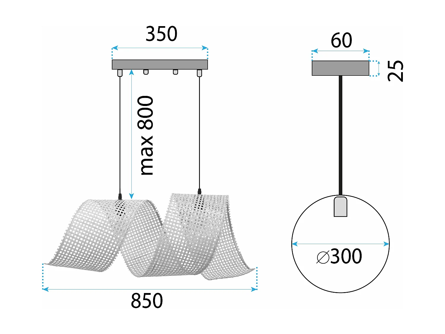 Lampe Suspendue Toolight App1644-2Cp Spiral Boho 85Cm Beige