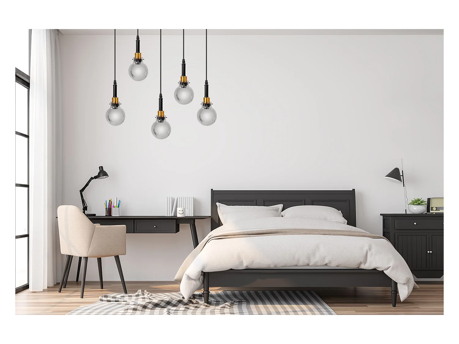 Lampe Suspendue Toolight App1126-5Cp Black Gold