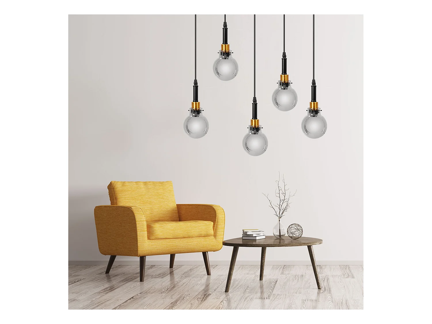 Lampe Suspendue Toolight App1126-5Cp Black Gold