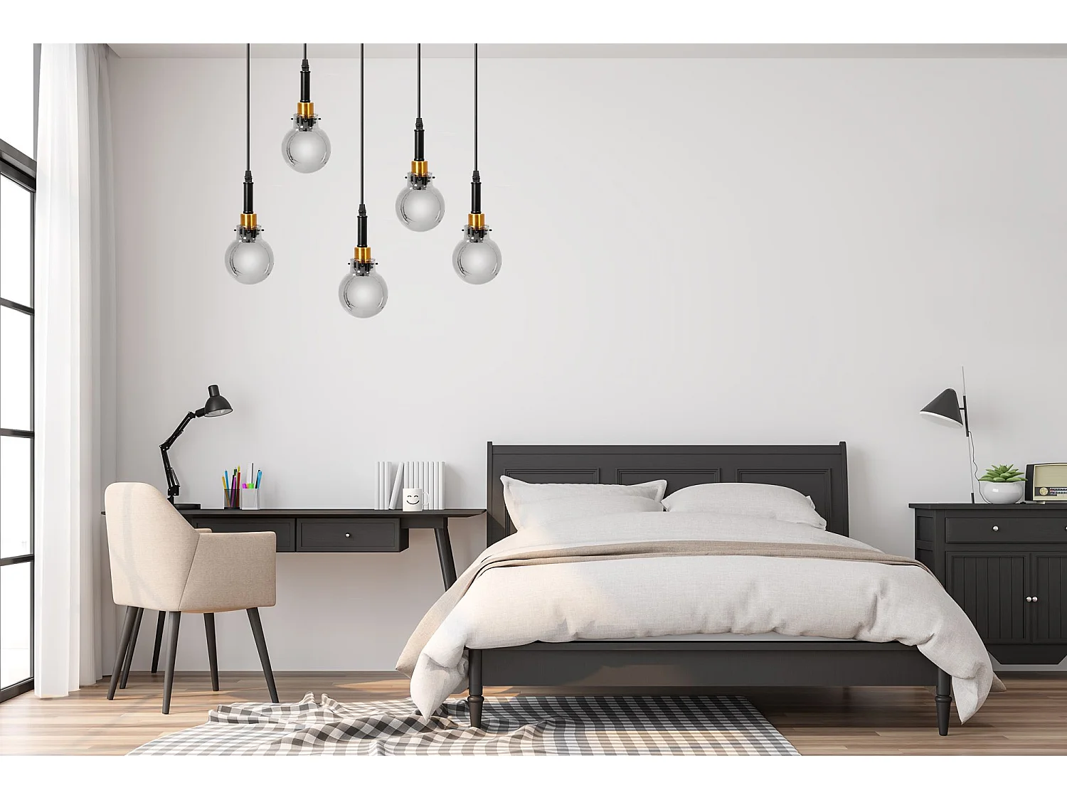 Lampe Suspendue Toolight App1126-5Cp Black Gold