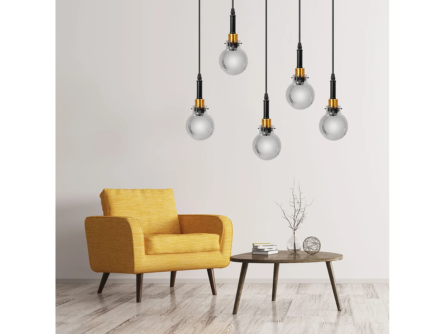 Lampe Suspendue Toolight App1126-5Cp Black Gold