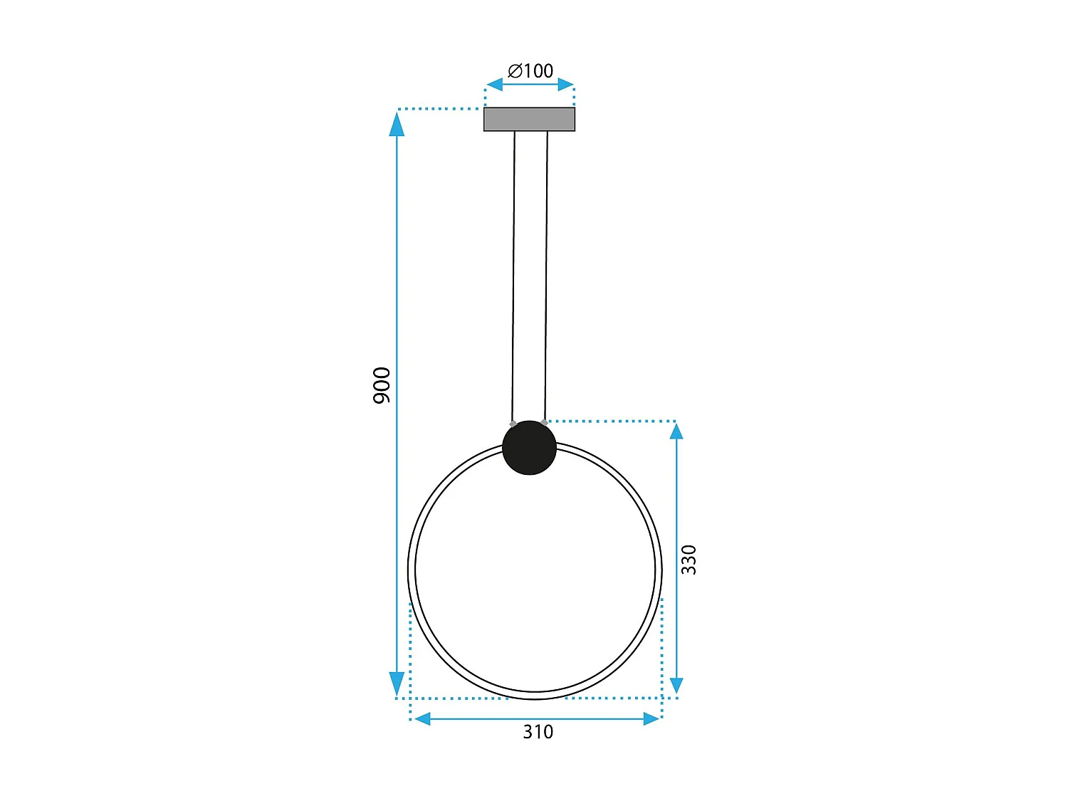 Lampe Suspendue Toolight Led App1392-Cp 30Cm Black
