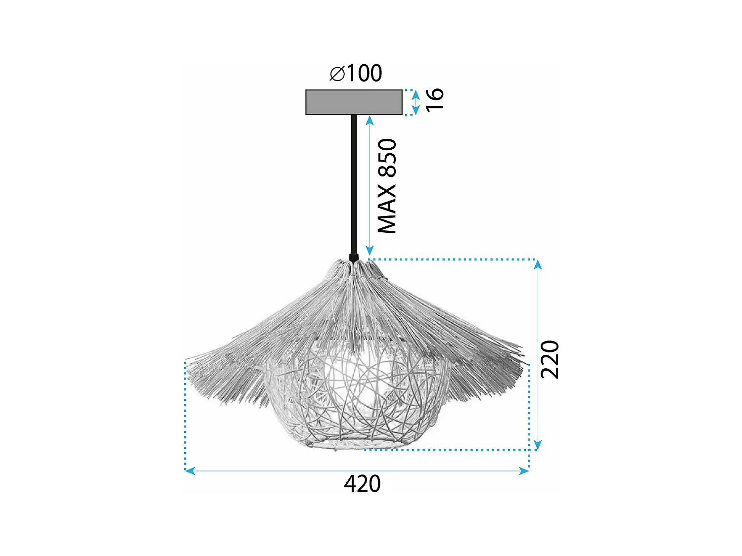 Lampe Suspendue Toolight App1636-1Cp Boho Beige