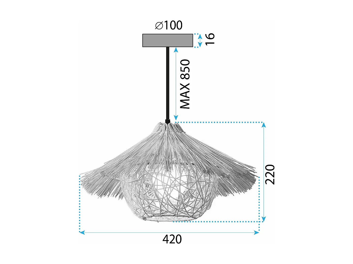 Lampe Suspendue Toolight App1636-1Cp Boho Beige