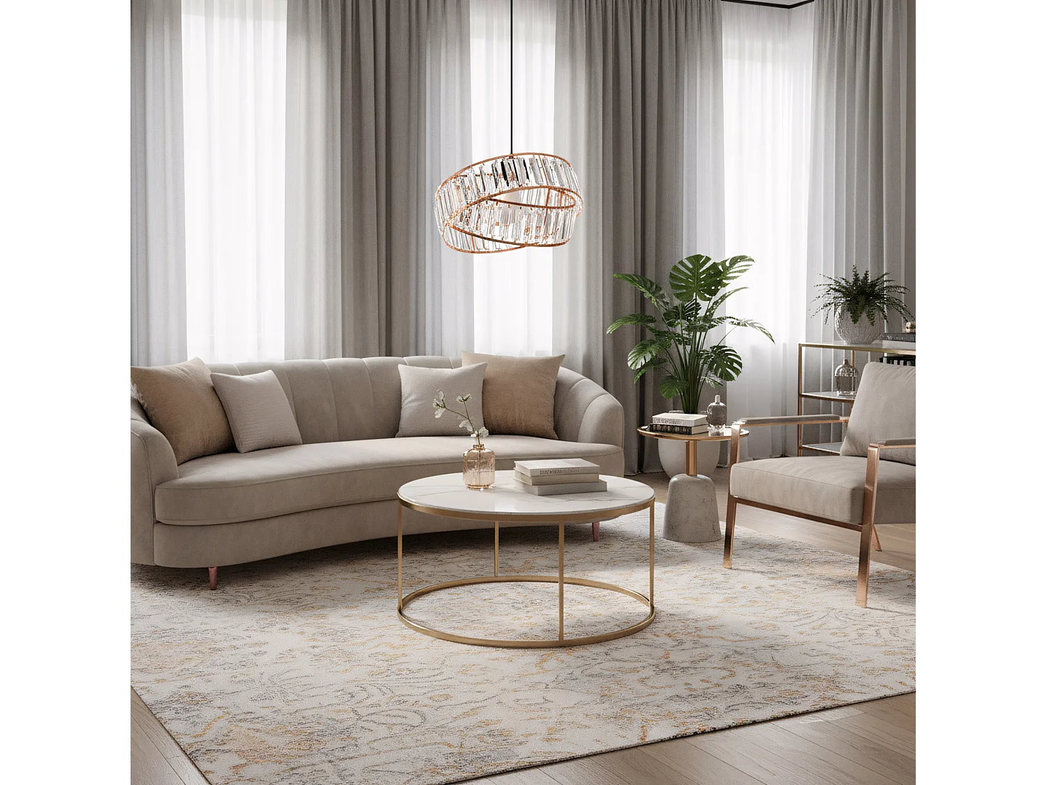 Lampe Suspendue Toolight App1105-1Cp Rose Gold