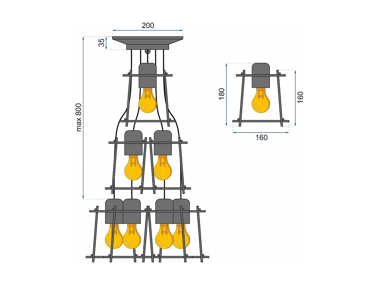 Lampe Suspendue Toolight App221-7Cp Black