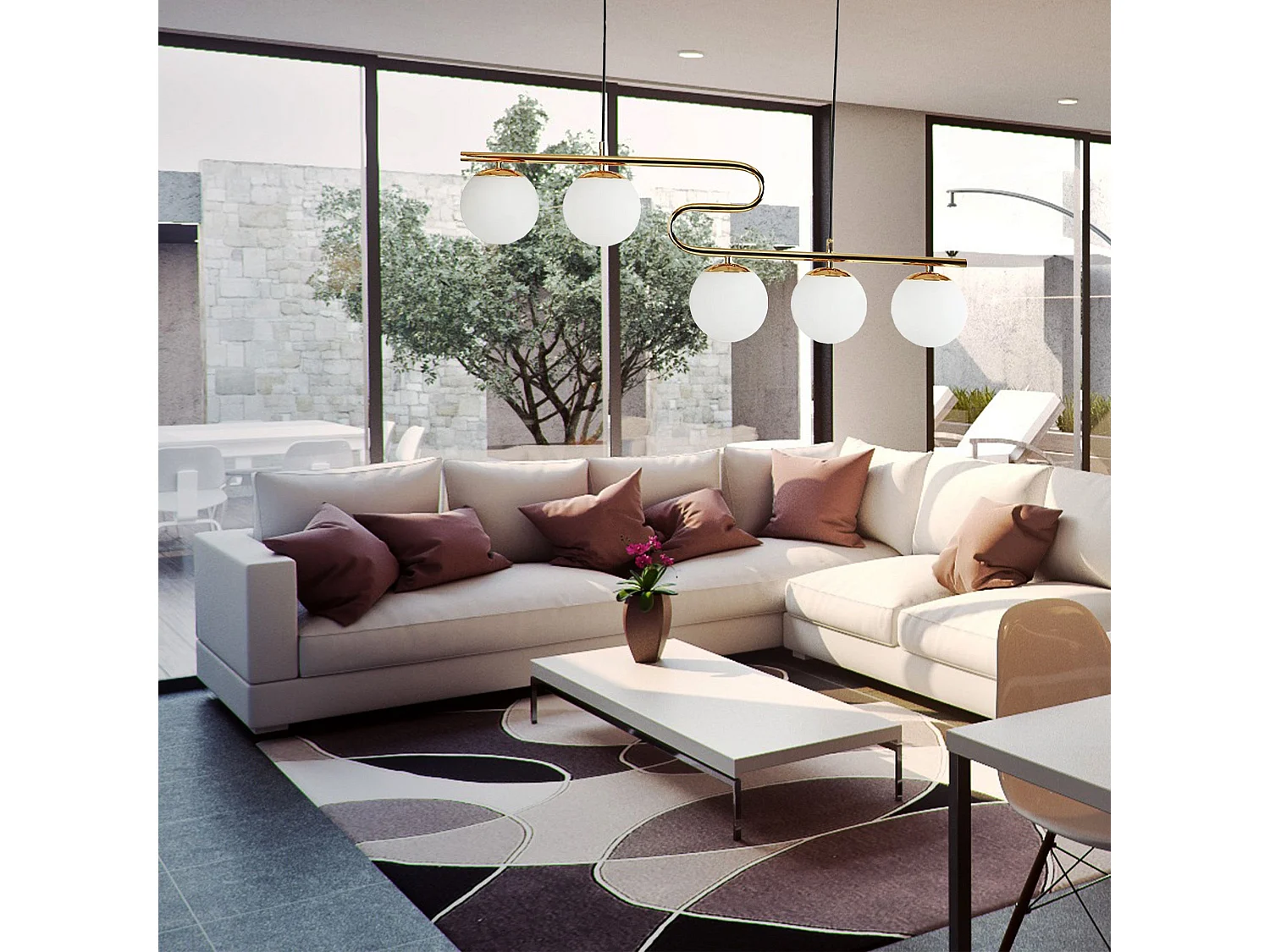 Lampe Suspendue Toolight App1599-5Cp Gold