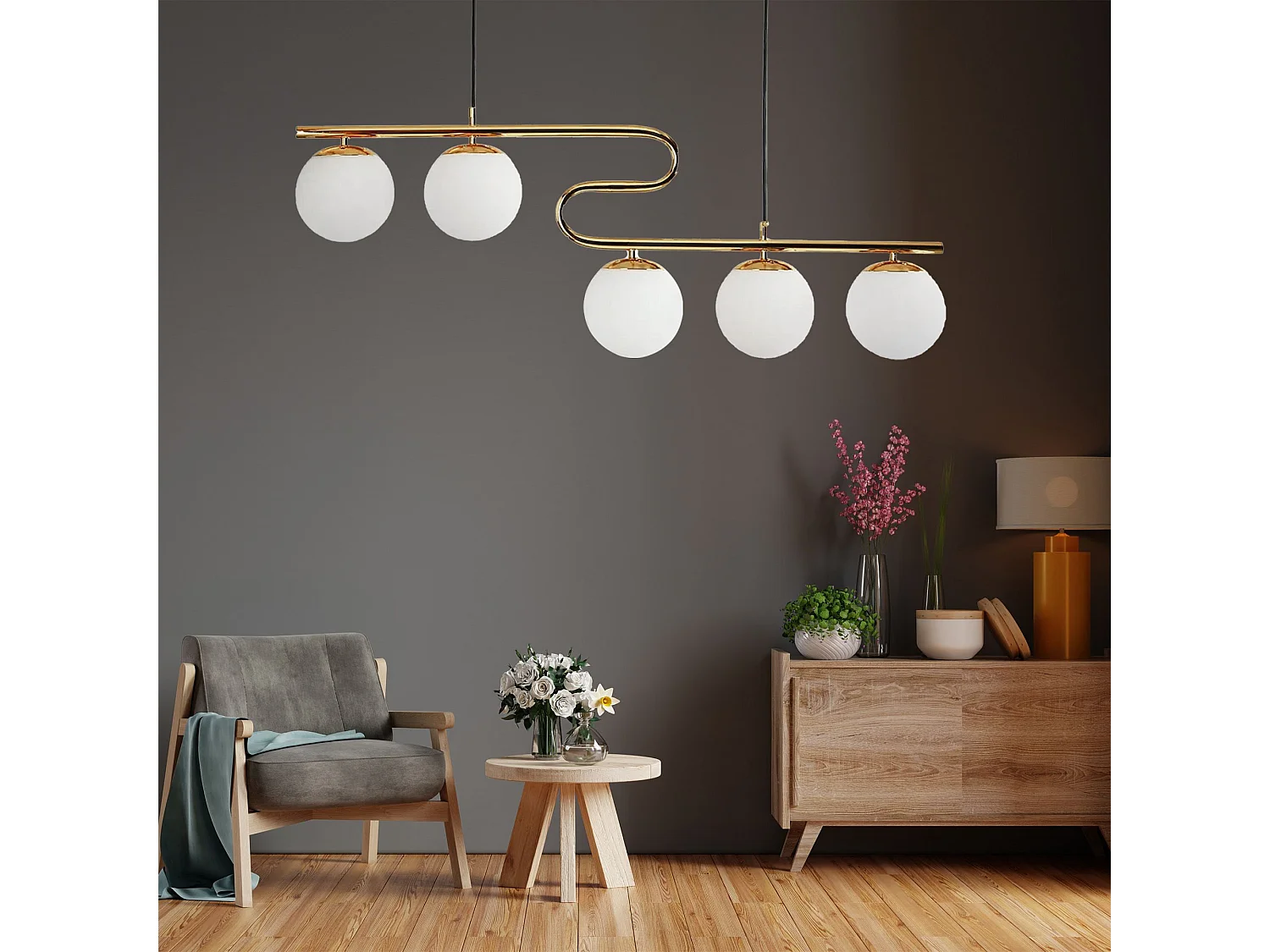 Lampe Suspendue Toolight App1599-5Cp Gold