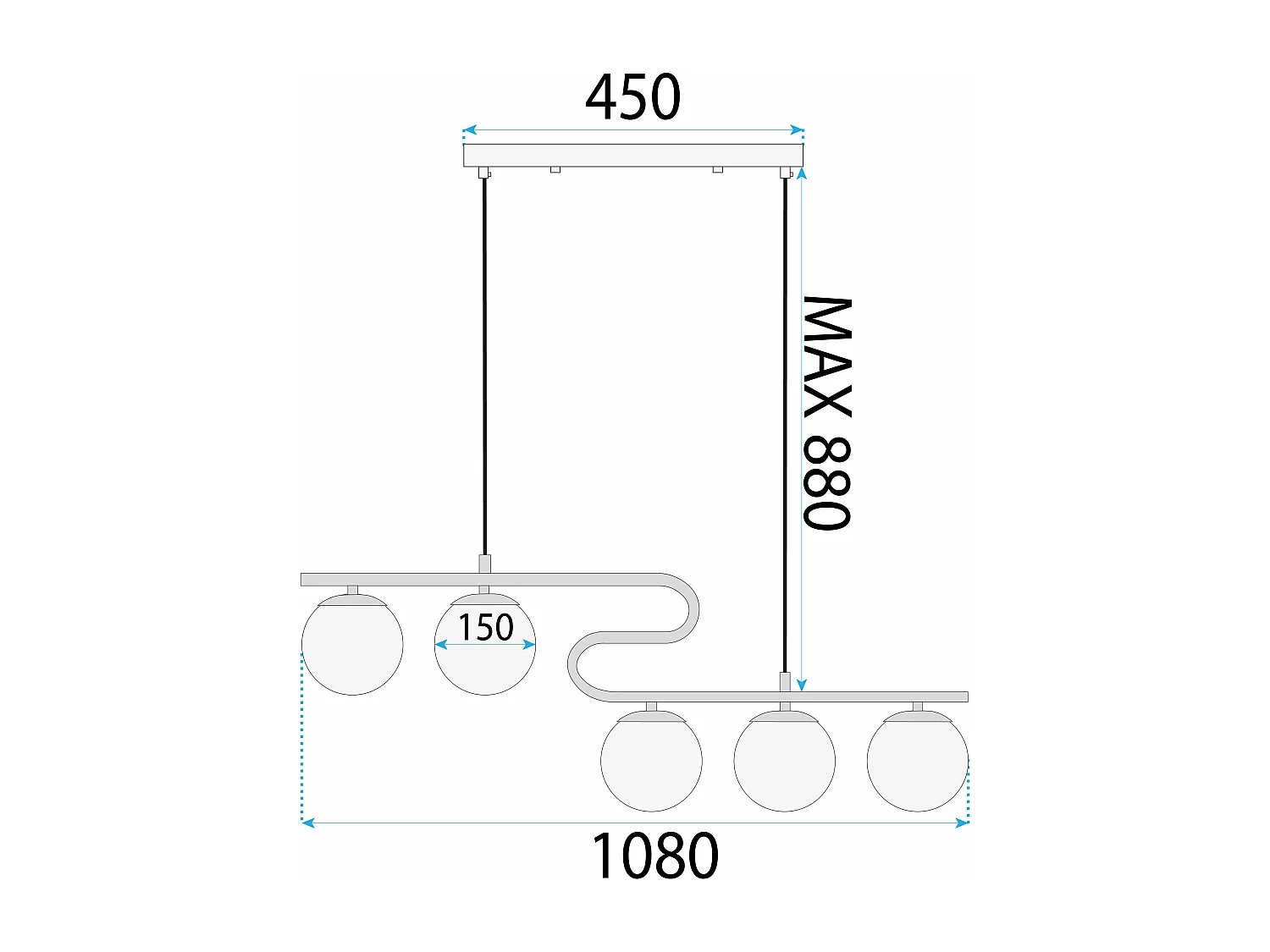 Lampe Suspendue Toolight App1599-5Cp Gold