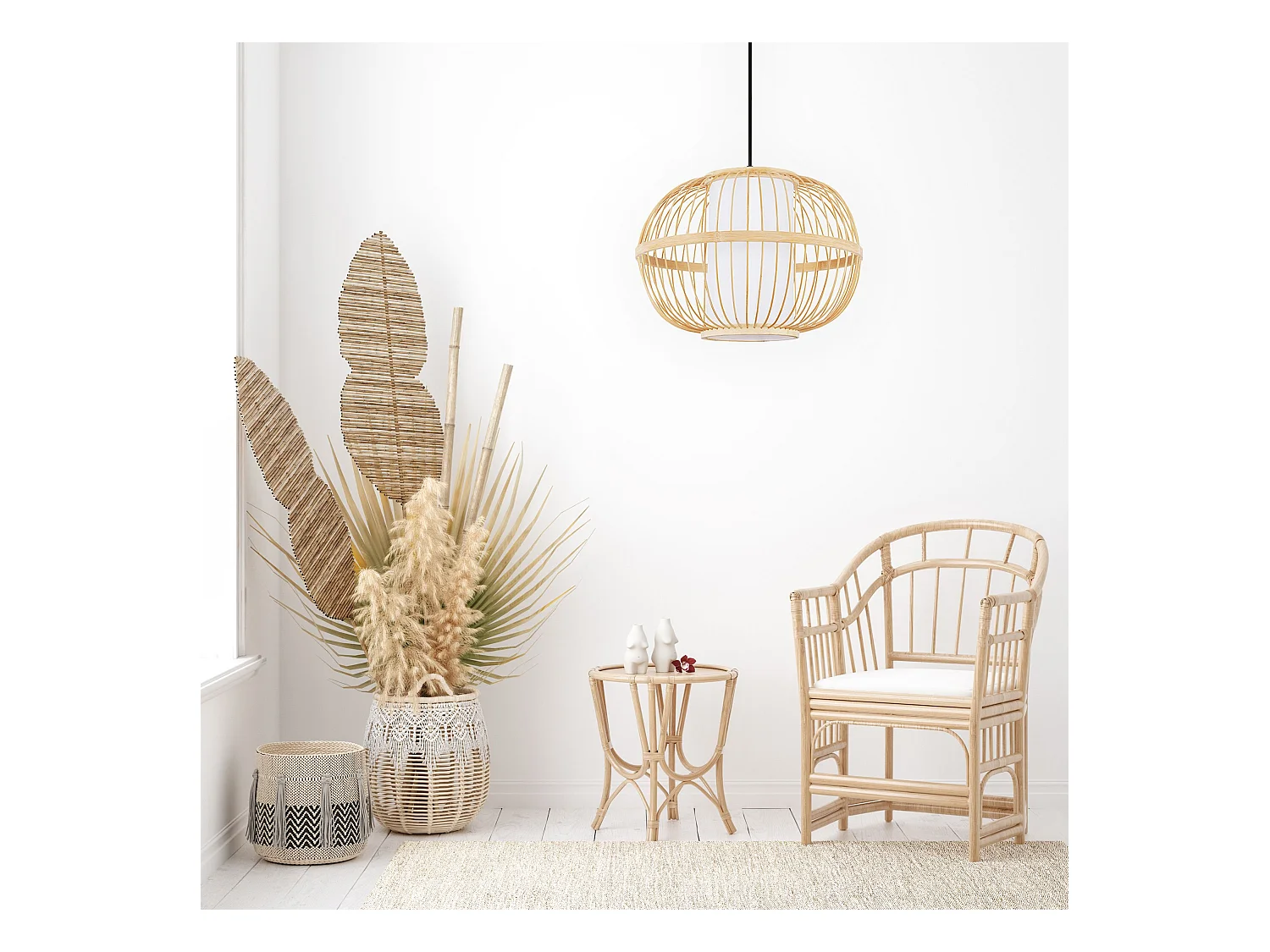 Lampe Suspendue Toolight App1631-1Cp Boho 30Cn Beige