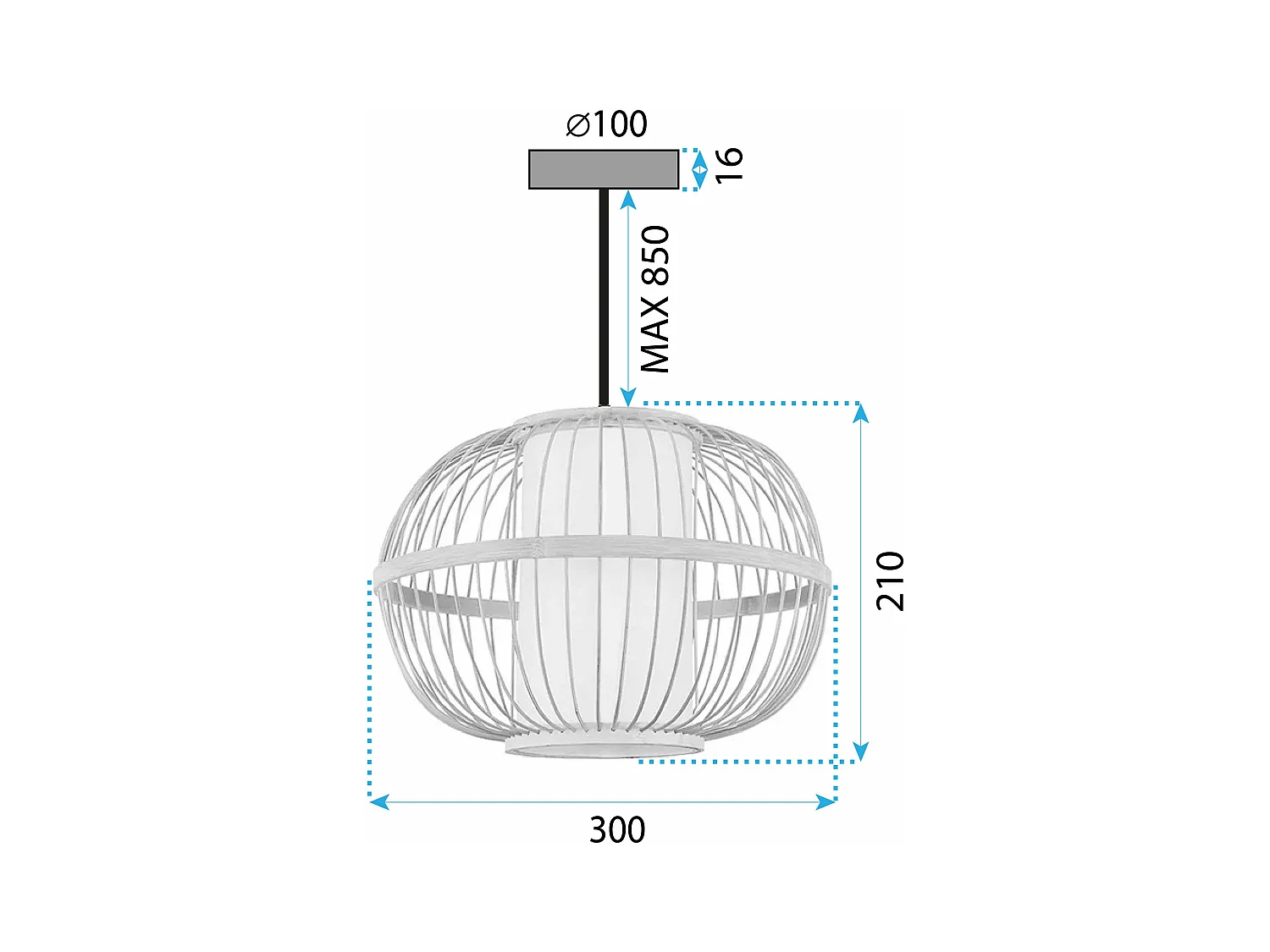 Lampe Suspendue Toolight App1631-1Cp Boho 30Cn Beige