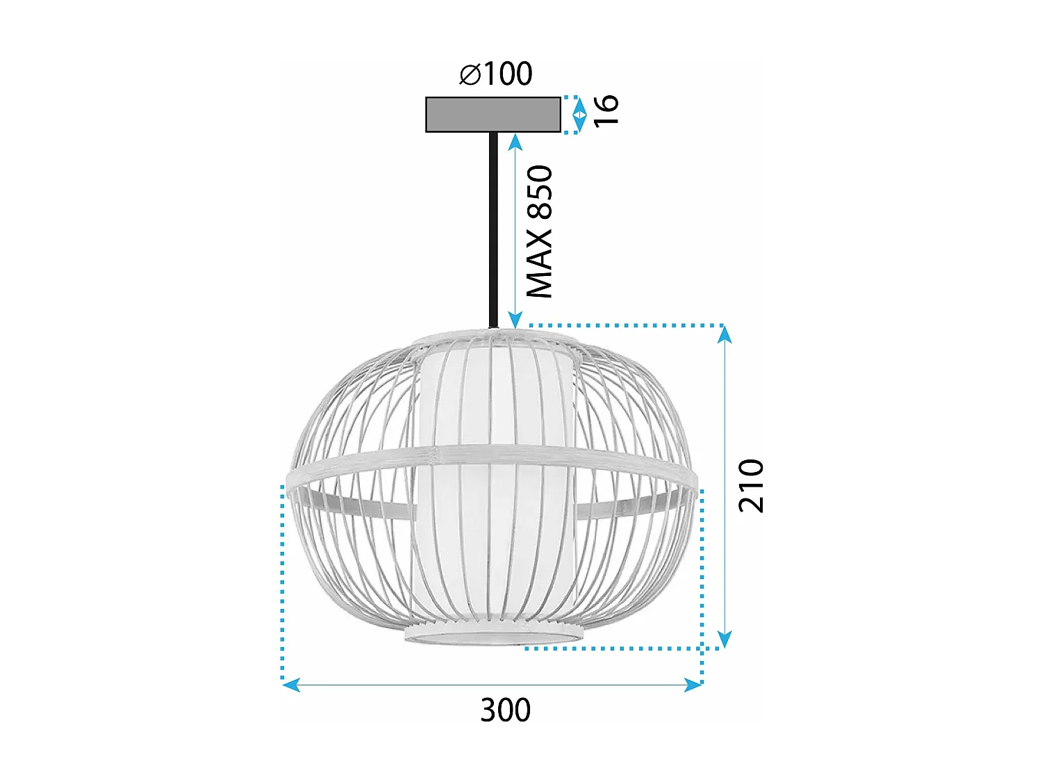 Lampe Suspendue Toolight App1631-1Cp Boho 30Cn Beige