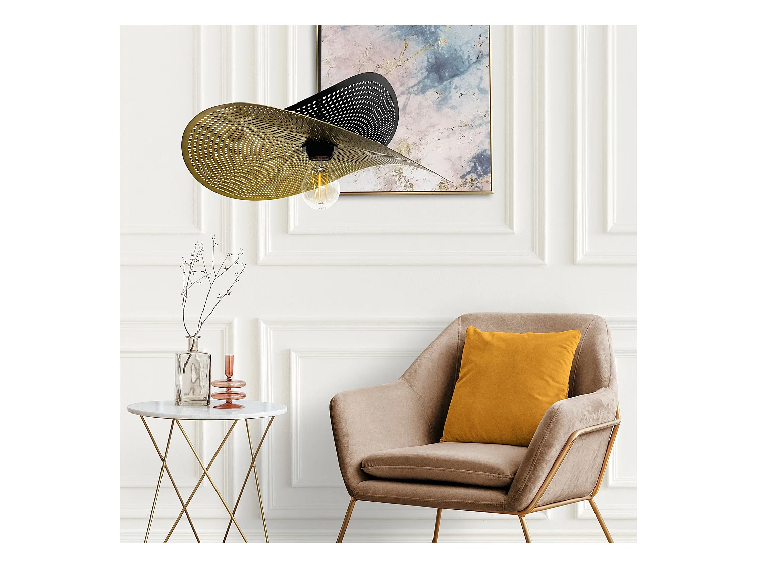 Lampe Suspendue Toolight App1472-1Cp Black Brush Gold