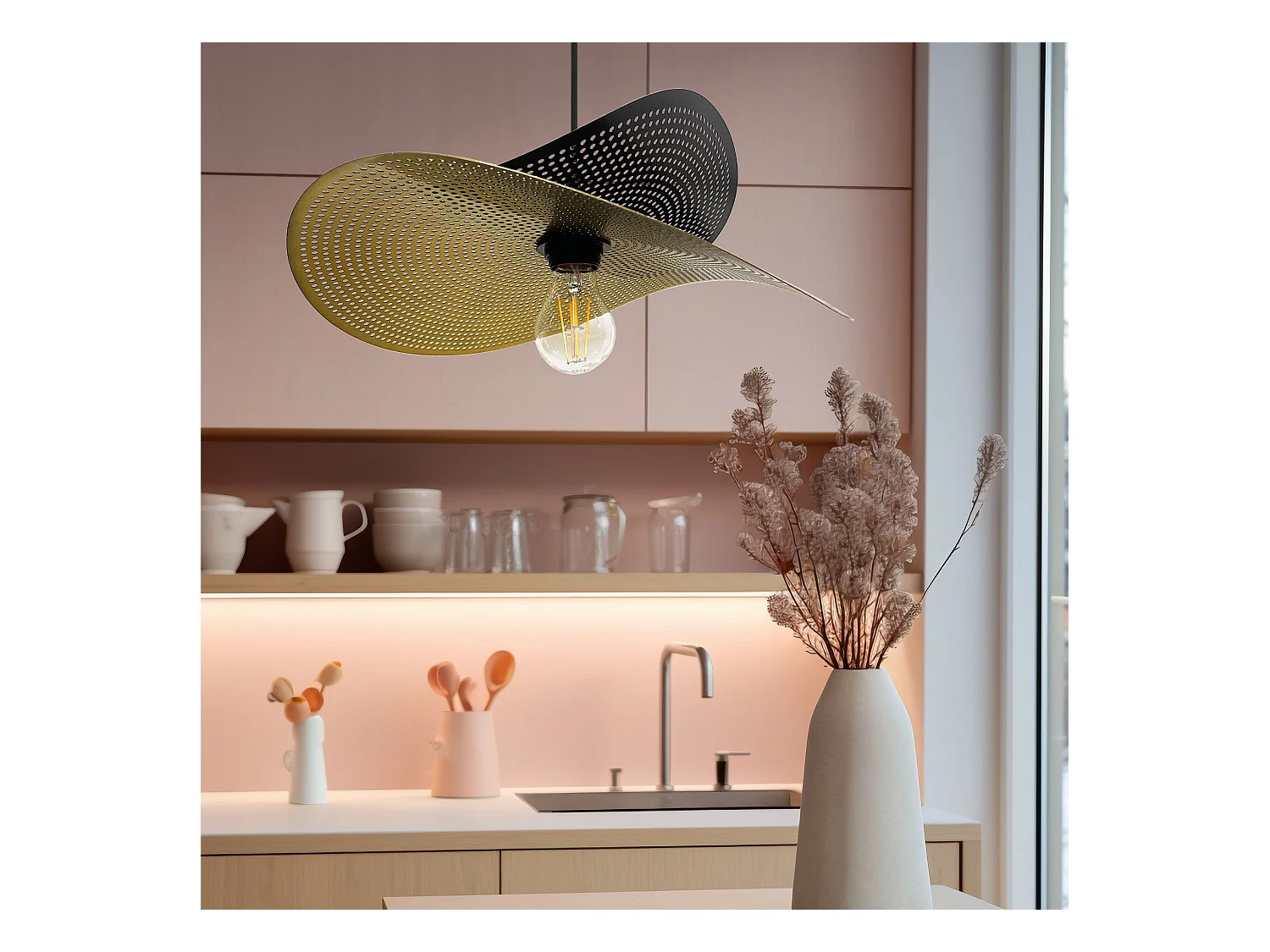 Lampe Suspendue Toolight App1472-1Cp Black Brush Gold