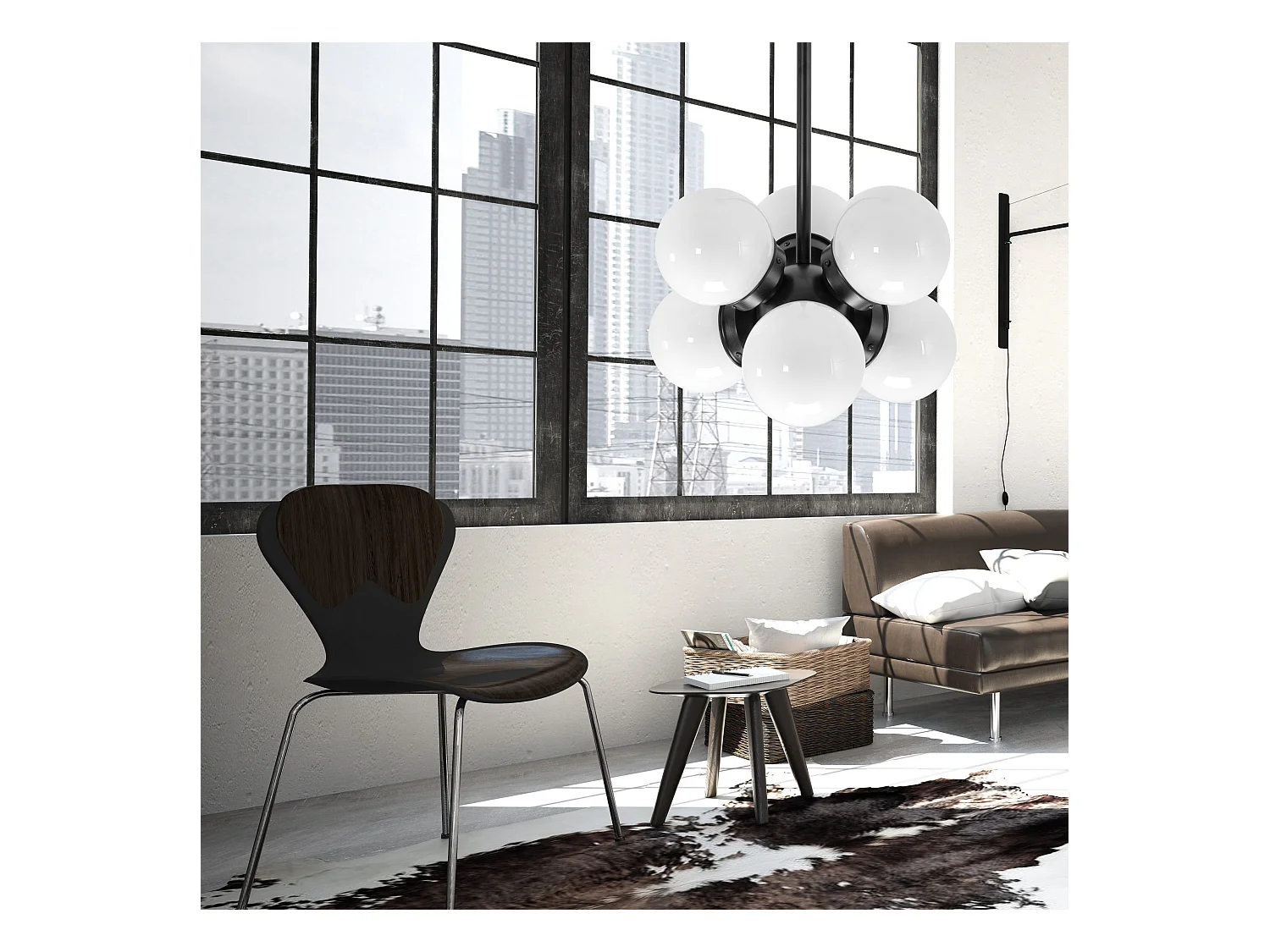 Candeeiro Suspenso Toolight App904-6Cp Loft Black