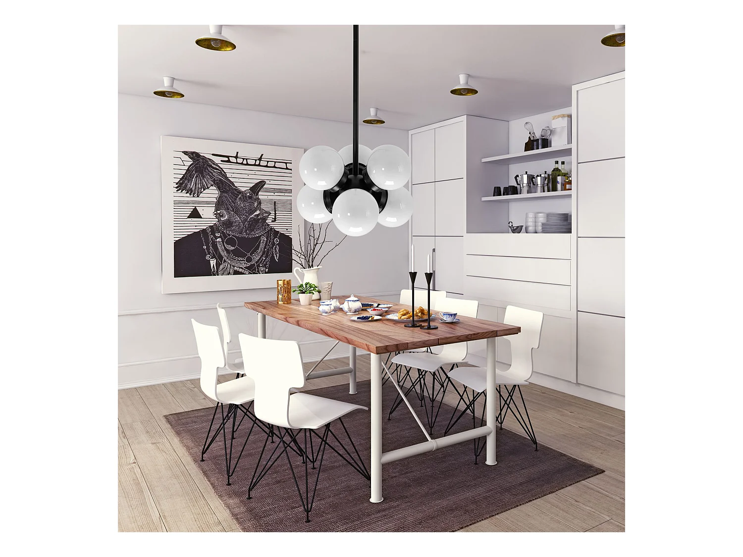 Candeeiro Suspenso Toolight App904-6Cp Loft Black