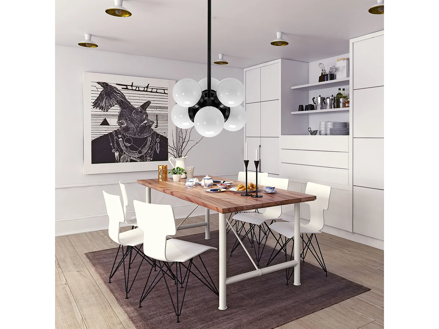 Lampe Suspendue Toolight App904-6Cp Loft Black