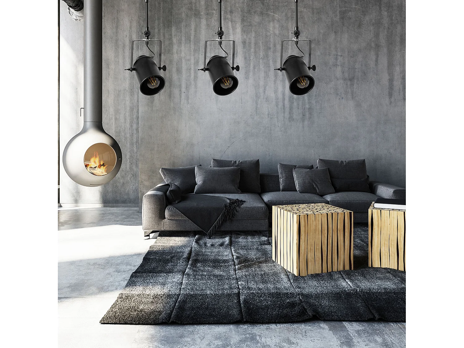 Lampe Suspendue Toolight App487-3C Black