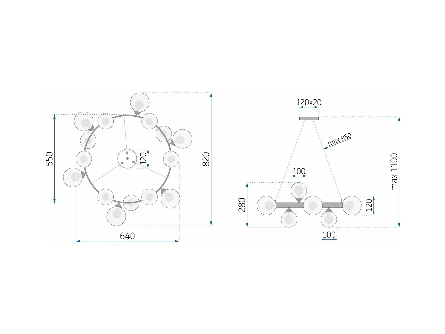 Lampe Suspendue Toolight App907-20Cp Gold