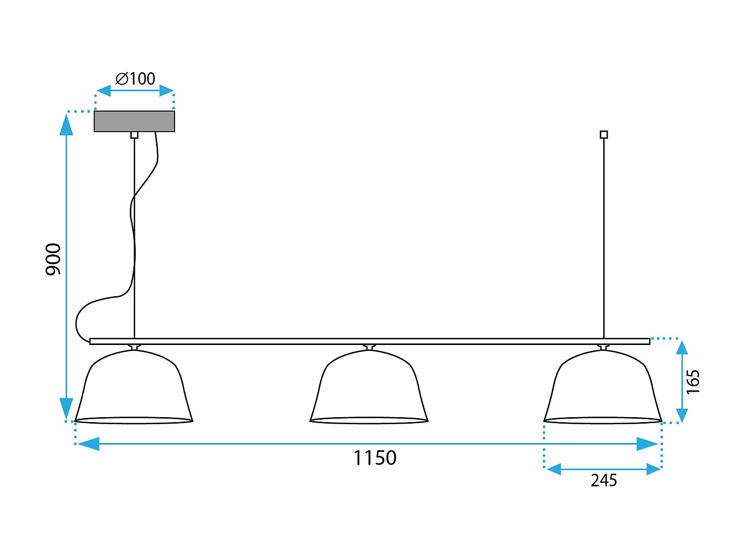 Lampe Suspendue Toolight App1478-3Cp Black