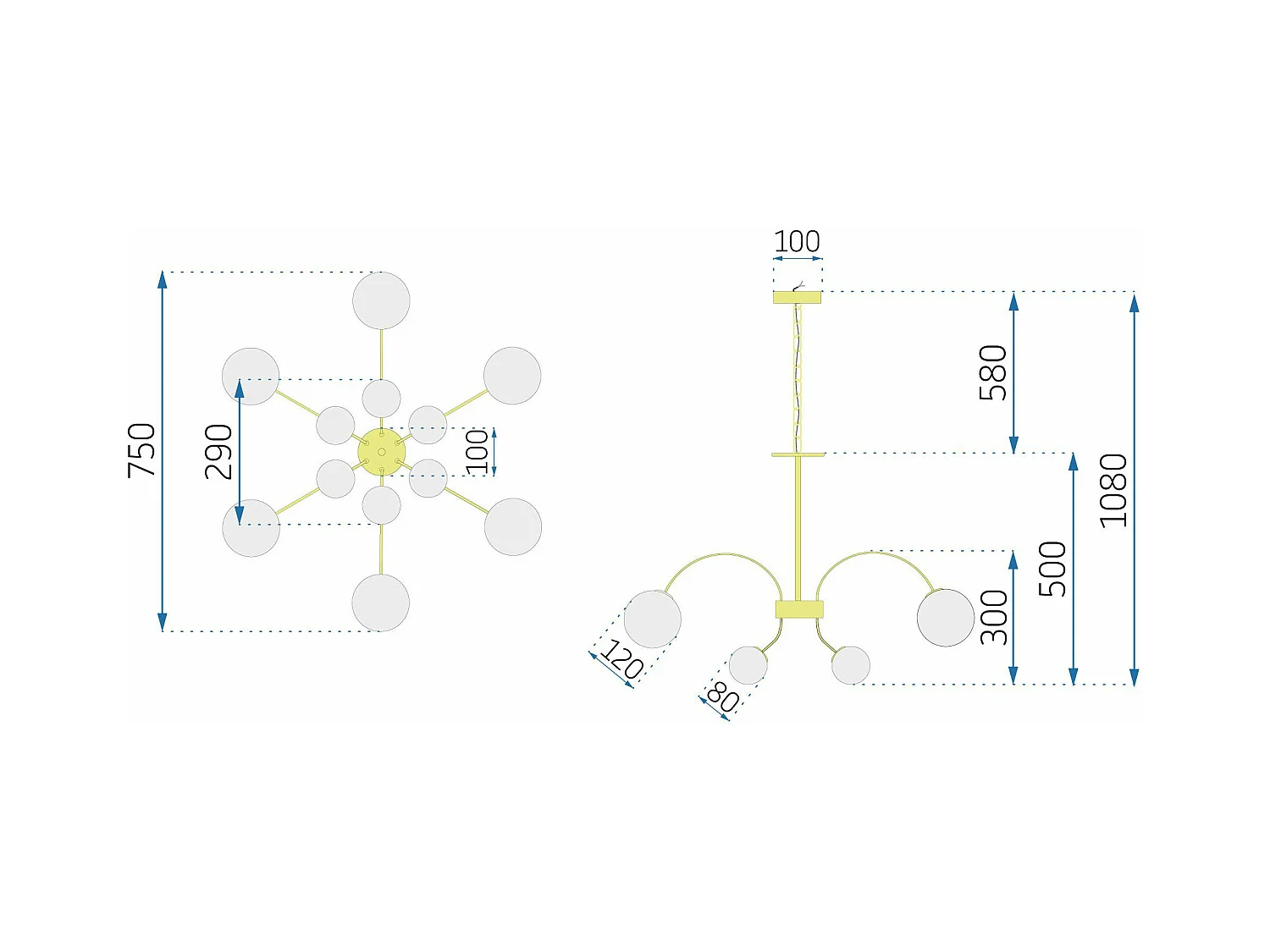 Hanglamp Toolight App962-12Cp Gold