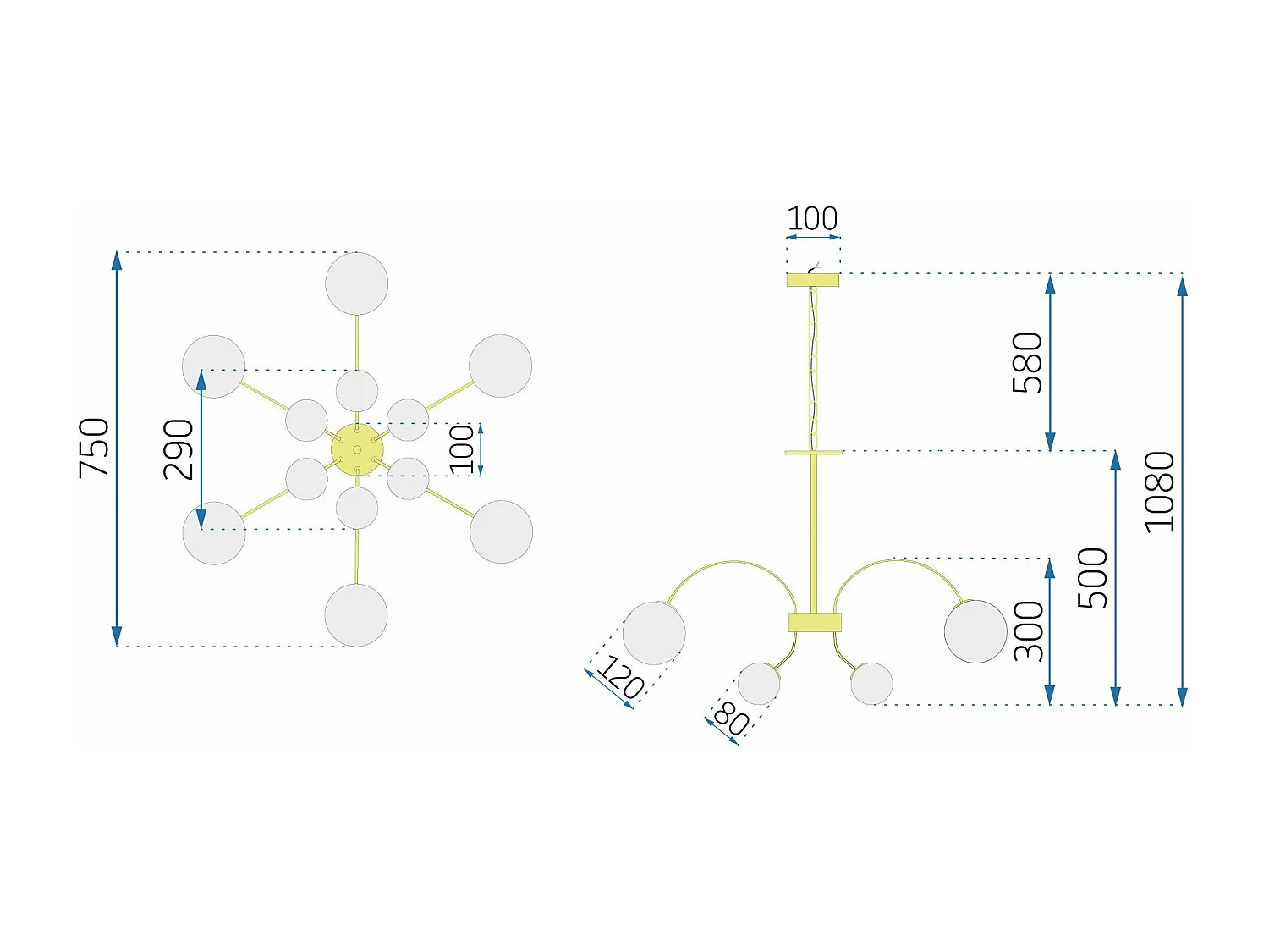 Hanglamp Toolight App962-12Cp Gold